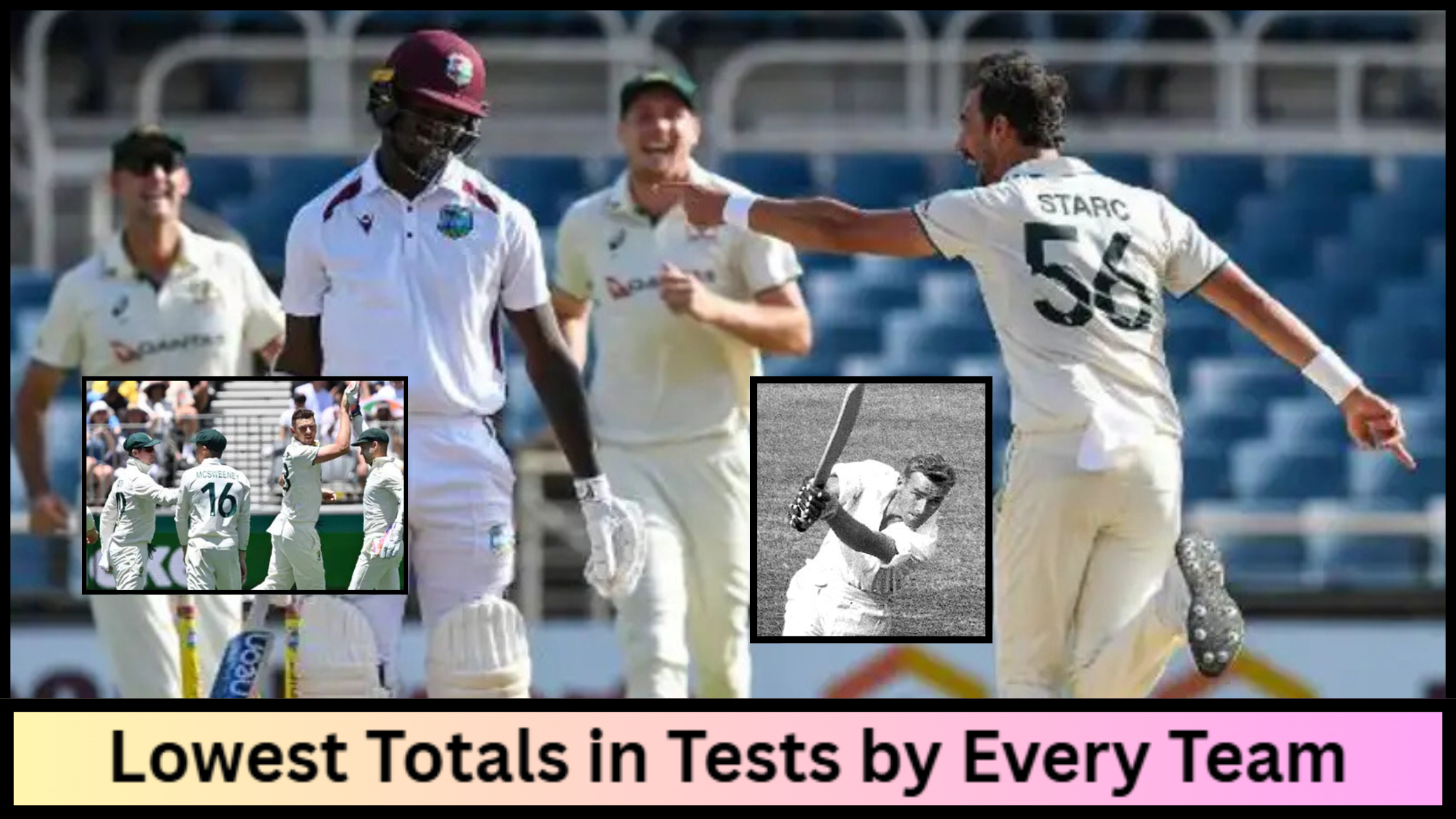 lowest total in test by team