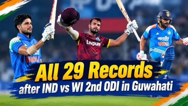 India vs West Indies 2nd ODI: Shubman Gill’s 223* and 29 Records Broken in Guwahati Run-Fest