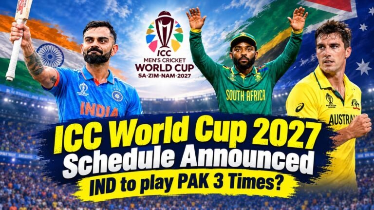 ICC Cricket World Cup 2027 Schedule Announced: New Format, Groups, India-Pakistan Clash and Complete Fixtures